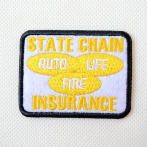 画像1: USAアドバタイジングワッペン STATE CHAIN ホワイト＆ブラック (1)