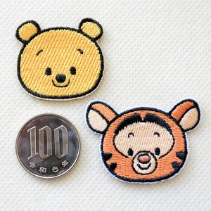 画像2: ワッペン ディズニー クマのプーさん ティガー ミニ シール アイロン 2枚セット (2)