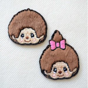 画像1: ワッペン モンチッチ モンチッチくん モンチッチちゃん アイロン おしゃれ 大人向け 2枚セット (1)