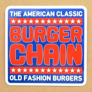 画像1: アドバタイジングステッカー(L) Burger Chain ブルー シール アメリカン 防水仕様 (1)