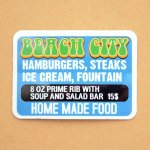 画像: アドバタイジングステッカー(S) Beach City ブルー/ホワイト 長方形 シール アメリカン 防水仕様