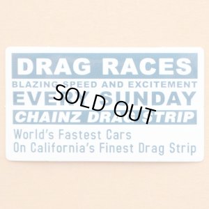 画像1: アドバタイジングステッカー(S) Drag Races ホワイト/ネイビー 長方形 シール アメリカン 防水仕様 (1)