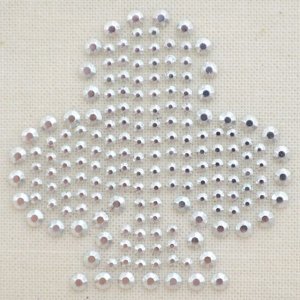 画像1: クリスタルワッペン/ラインストーン クラブ(クローバー/シルバー) (1)