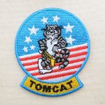 画像: ミリタリーワッペン トムキャット Tomcat アメリカ海軍(ねこ/星条旗) Mサイズ