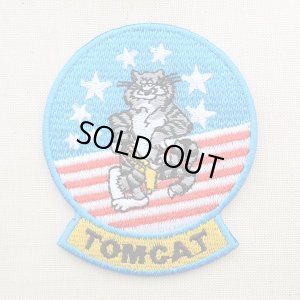 画像1: ミリタリーワッペン トムキャット Tomcat アメリカ海軍(ねこ/星条旗) Mサイズ (1)