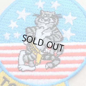 画像2: ミリタリーワッペン トムキャット Tomcat アメリカ海軍(ねこ/星条旗) Mサイズ (2)