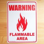 画像: 看板/プラサインボード 注意可燃エリア(火気厳禁) Flammable Area *メール便不可