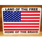 画像: 看板/プラサインボード 自由人の国 勇者の故郷(星条旗) Land of the Free *メール便不可