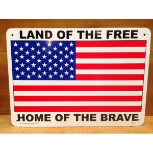 画像1: 看板/プラサインボード 自由人の国 勇者の故郷(星条旗) Land of the Free *メール便不可 (1)