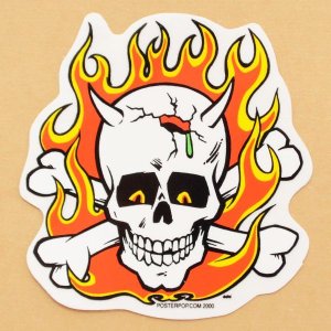 画像1: ステッカー/シール フレーミングスカル Flaming Skull (1)