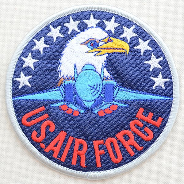 ミリタリーワッペン U.S.Air Force エアフォース アメリカ空軍(ワシ&戦闘機/ラウンド/L)